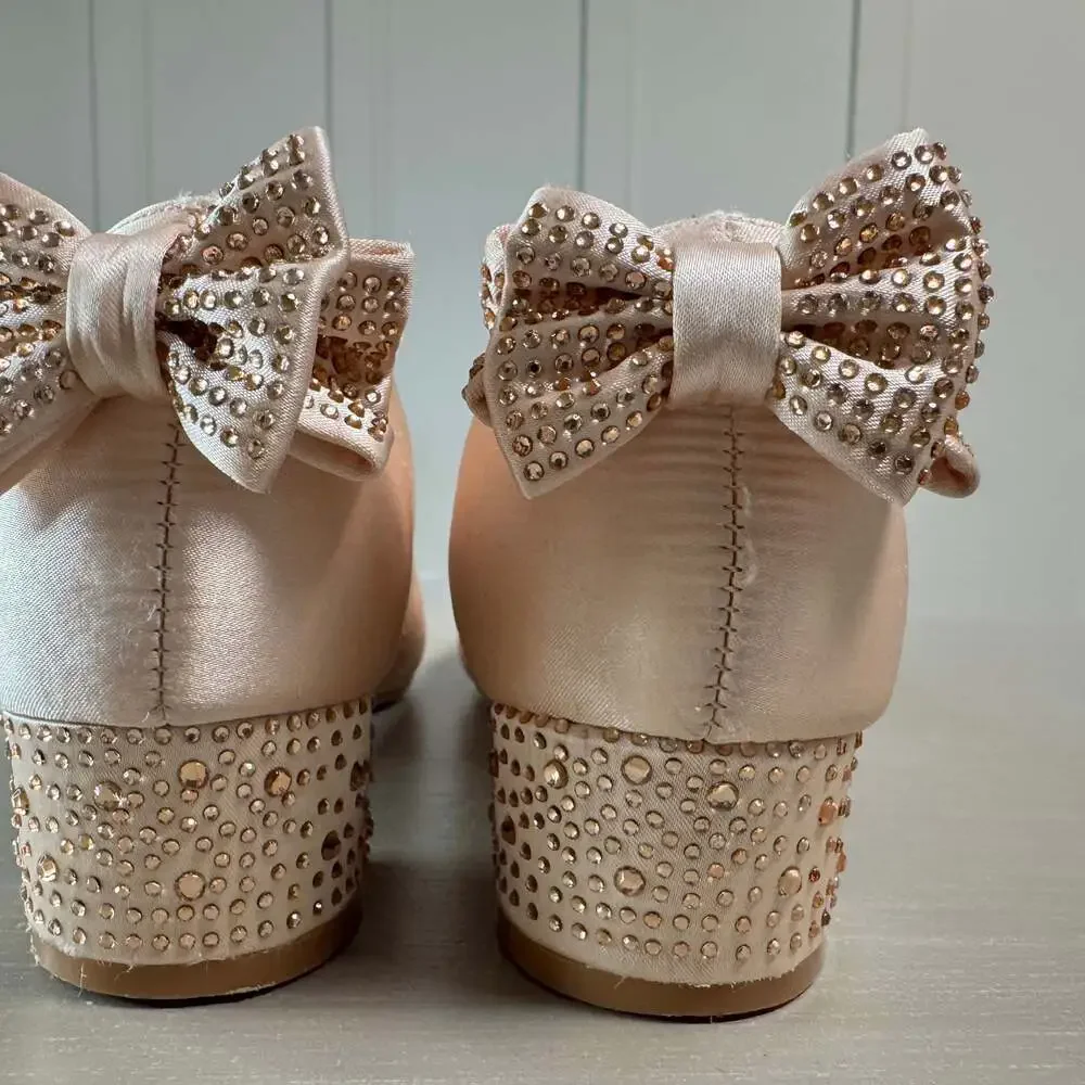 Badgley Mischka Girls Sparkle-Heeled Dress Shoes with Back Bow